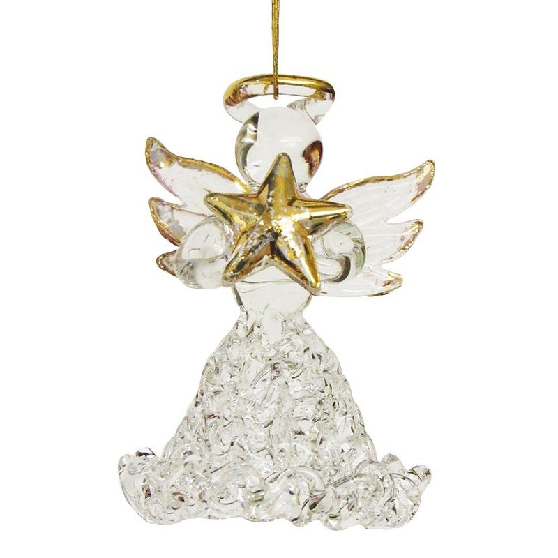 Kurt S. Adler Kurt Adler Clear Glass Angel Ornament, 1.57-Inch, Set of 8 - Image 5